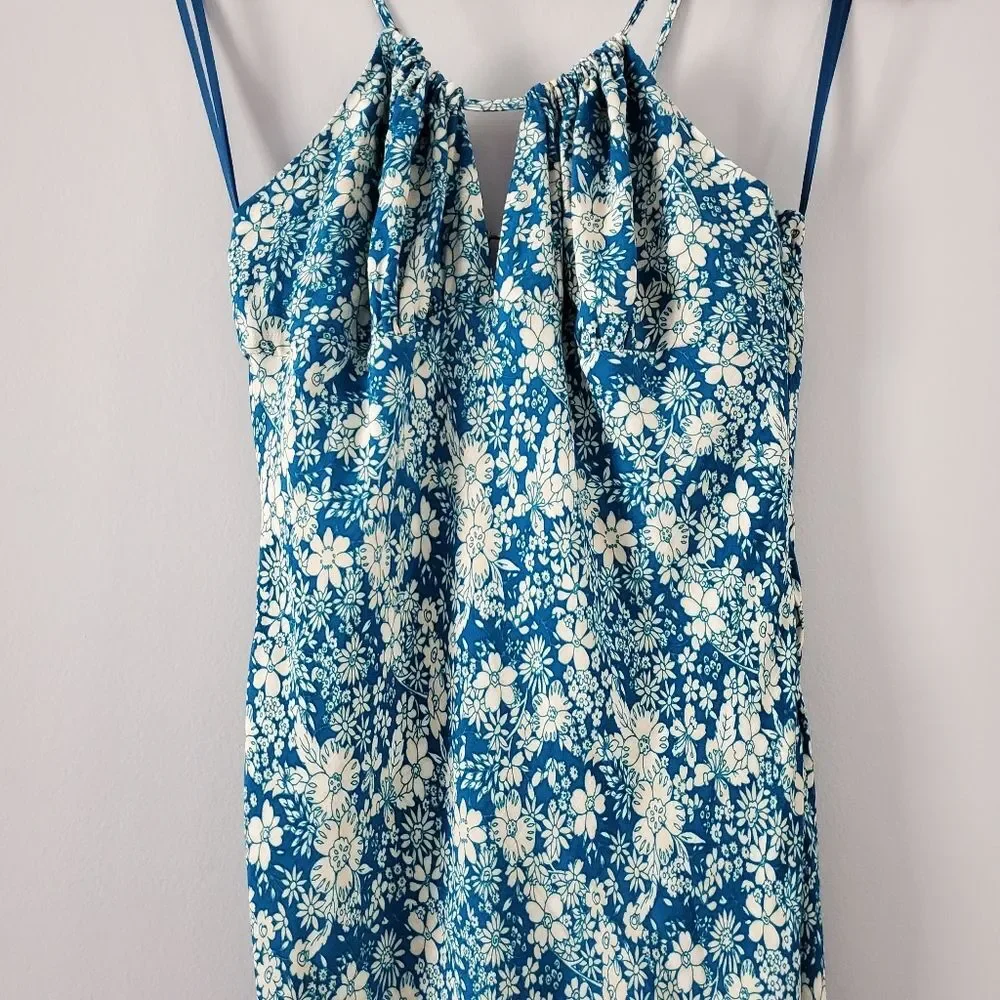 New Free People Bon Voyage Floral Print Woven Midi Dress In Blue Combo Size M - Picture 4 of 9